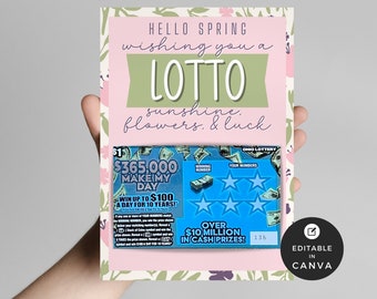 Lotto Realtor | Lottery Scratch Off Editable Template | Sage and Blush Lottery Ticket Holder | Printable Spring Lotto Pop By |  | Canva