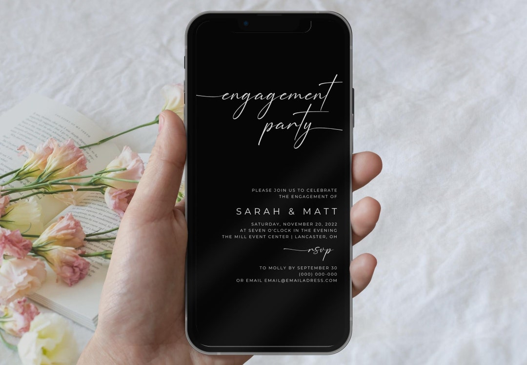 Digital Engagement Invitation Template in Canva, Smartphone Electronic