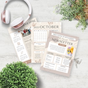 Teacher Newsletter PDFs, Editable Classroom Template Canva, Back to School, Printable Classroom Handout Flyer Bundle, Print at Home