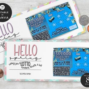 Lotto Realtor | Szablon do zdrapywania loterii do edycji | Kraciasty uchwyt na losy loterii | Wydrukuj wiosenną loterię Pop By | Canva