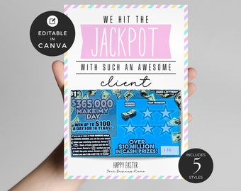 Paasbriefkaart makelaar: klantenloterijbriefje (canvasjabloon)