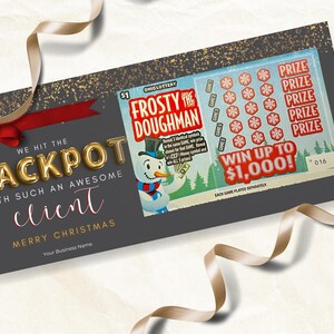 Prezent Lotto z podziękowaniami dla klientów | Nowoczesny szary, złoty podziękowanie dla klienta | Możliwość edycji i wydruku | Szablon Canva | Natychmiastowe pobranie