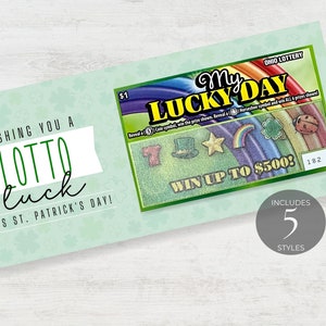 Biglietti della lotteria per il giorno di San Patrizio / Modello modificabile fai-da-te / Personalizza con Canva / Buon giorno di San Patrizio / Porta biglietti da grattare della lotteria