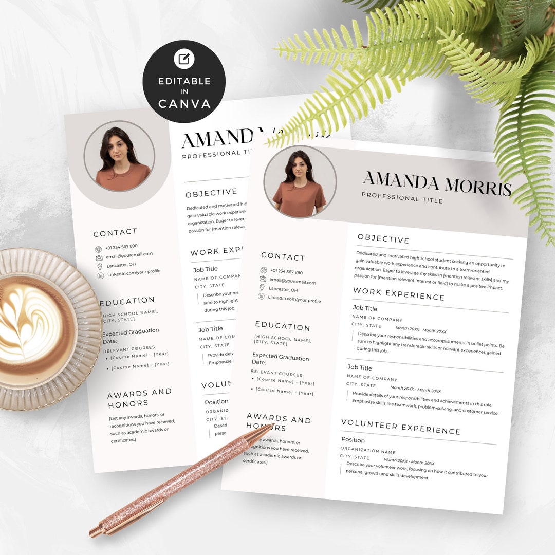 High School Resume Template: Creative Academic Design (editable in ...