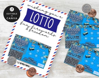 Patriottische 4 juli-lottokaarthouder: cadeau vastgoedklant (canvasjabloon)