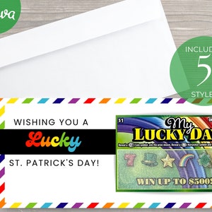 Billets de loto de la Saint-Patrick | Modèle modifiable DIY | Personnalisez avec Canvas | Joyeuse Saint-Patrick | Porte-billet de loterie à gratter