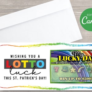 Billets de loto de la Saint-Patrick | Modèle modifiable DIY | Personnalisez avec Canvas | Joyeuse Saint-Patrick | Porte-billet de loterie à gratter