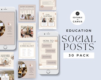 Education Instagram Post Canva Templates: Back to School Social Media (Digital Download)