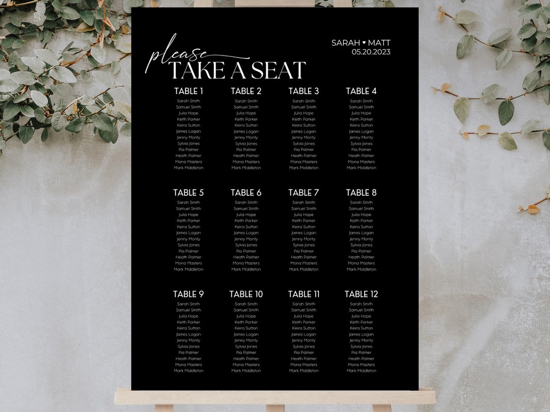 Traditional Wedding Seating Plan | Wedding Tablechart | Printable ...