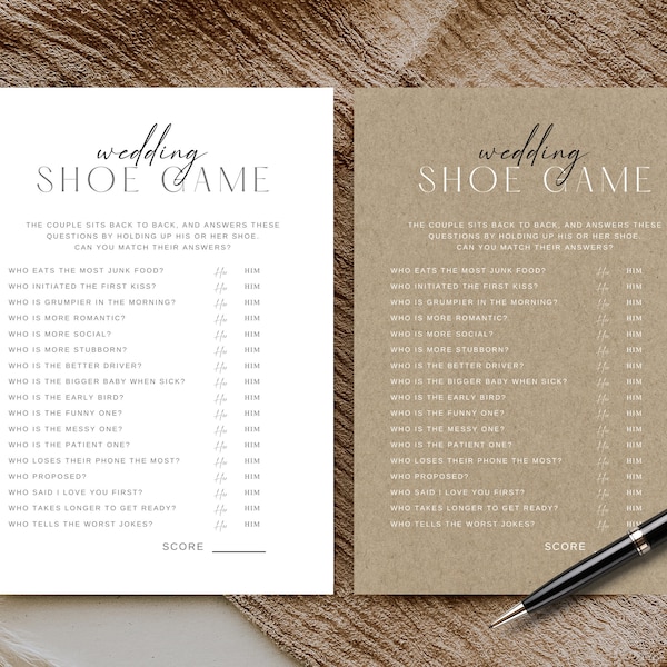 Wedding Games Canva Template, Bridal Shower Wedding Shoe Game, Printable Editable Party Activities, Reception Table Ceremony