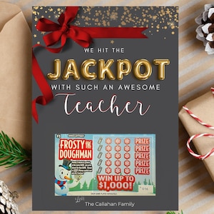 Modello stampabile per porta biglietti della lotteria di Natale su Canva, regalo modificabile per insegnanti, porta biglietti gratta e vinci per i vicini di casa