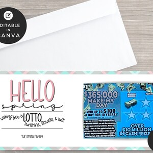 Lotto Realtor | Szablon do zdrapywania loterii do edycji | Zestaw 8 uchwytów na losy loterii w kratkę | Wydrukuj wiosenny lotto Pop By | Canva