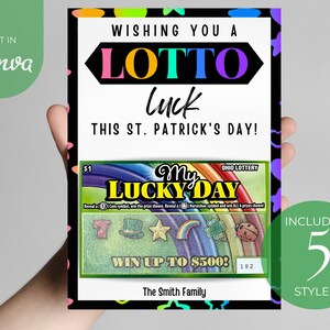 St Patrick Tages Lottoscheine | DIY bearbeitbare Vorlage | Personalisieren mit Canva | Fröhlichen St Patrick's Day | Lotterie Rubbellos Halter