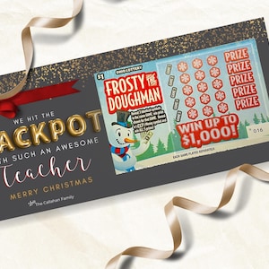 Modello Canva portacarte della lotteria di Natale stampabile, regalo modificabile del lotto di apprezzamento per l'insegnante, portacarte gratta e vinci vicino di casa