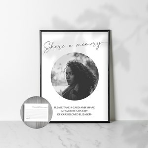 Editable Funeral Memory Card Template: Share A Memory Sign (Instant Download)