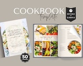Minimal Cookbook Template Canva: Recipe Binder, Meal Planner (Digital Download)