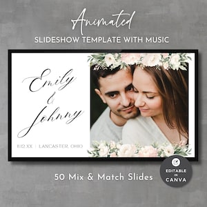 Pink Floral Wedding Slideshow Template: Animated Photo Presentation (Canva)