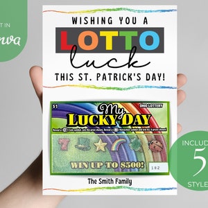 Billets de loto de la Saint-Patrick | Modèle modifiable DIY | Personnalisez avec Canvas | Joyeuse Saint-Patrick | Porte-billet de loterie à gratter
