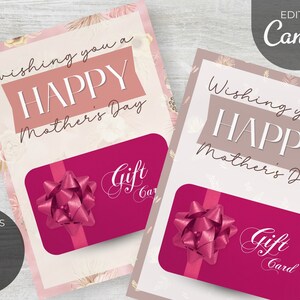 Printable Mother&#39;s Day Gift Card Holder | Teacher Appreciation | Editable Boho Gift for Her | Last Minute Gifts for Mom | Canva Template