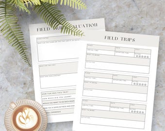 Field Trip Tracker, Printable Homeschool Teacher Resource, Lesson Planner Editable Canva Template, Printable Evaluation