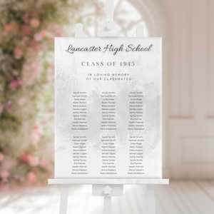 Memorial Template For Class Reunion, Customizable Editable Canva, Classmates Poster, High School, Any Color, Any Year, In Loving Memory Sign