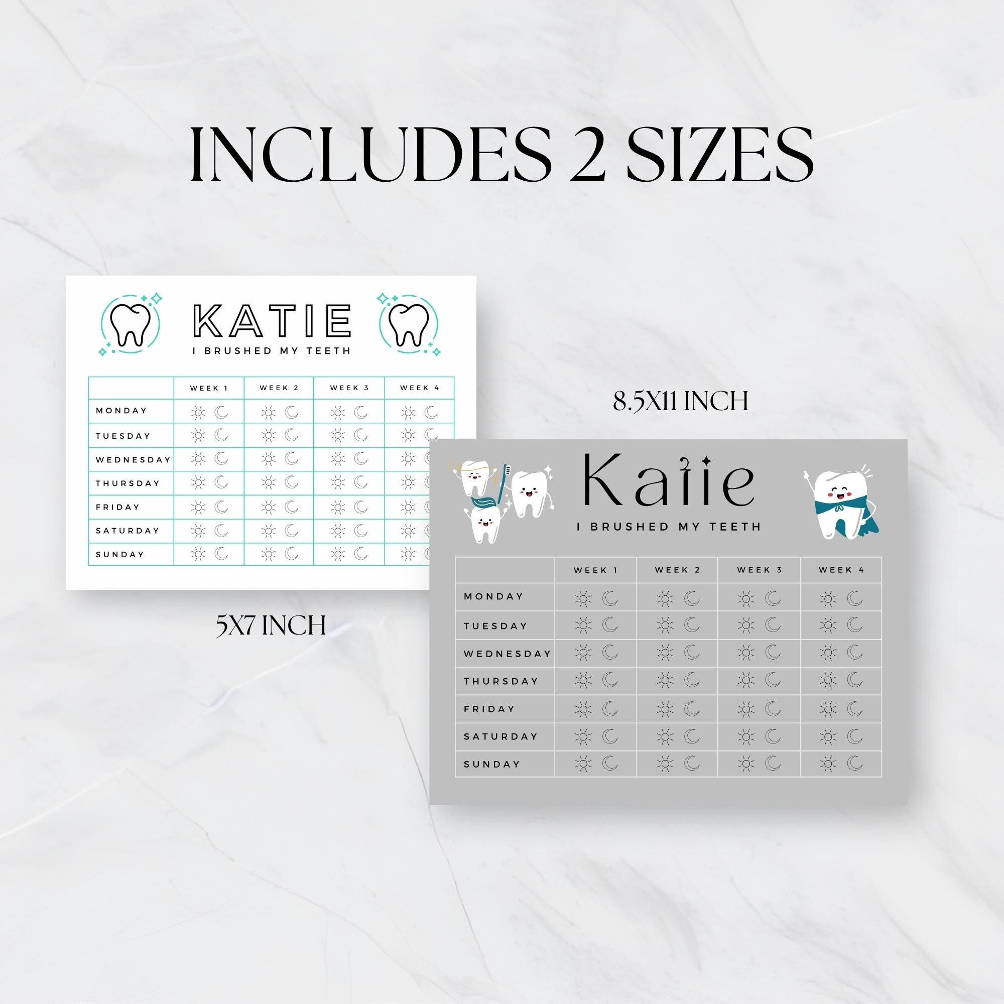 Teeth Brushing Schedule, Tooth Brush Chart, Canva Template, Children's ...