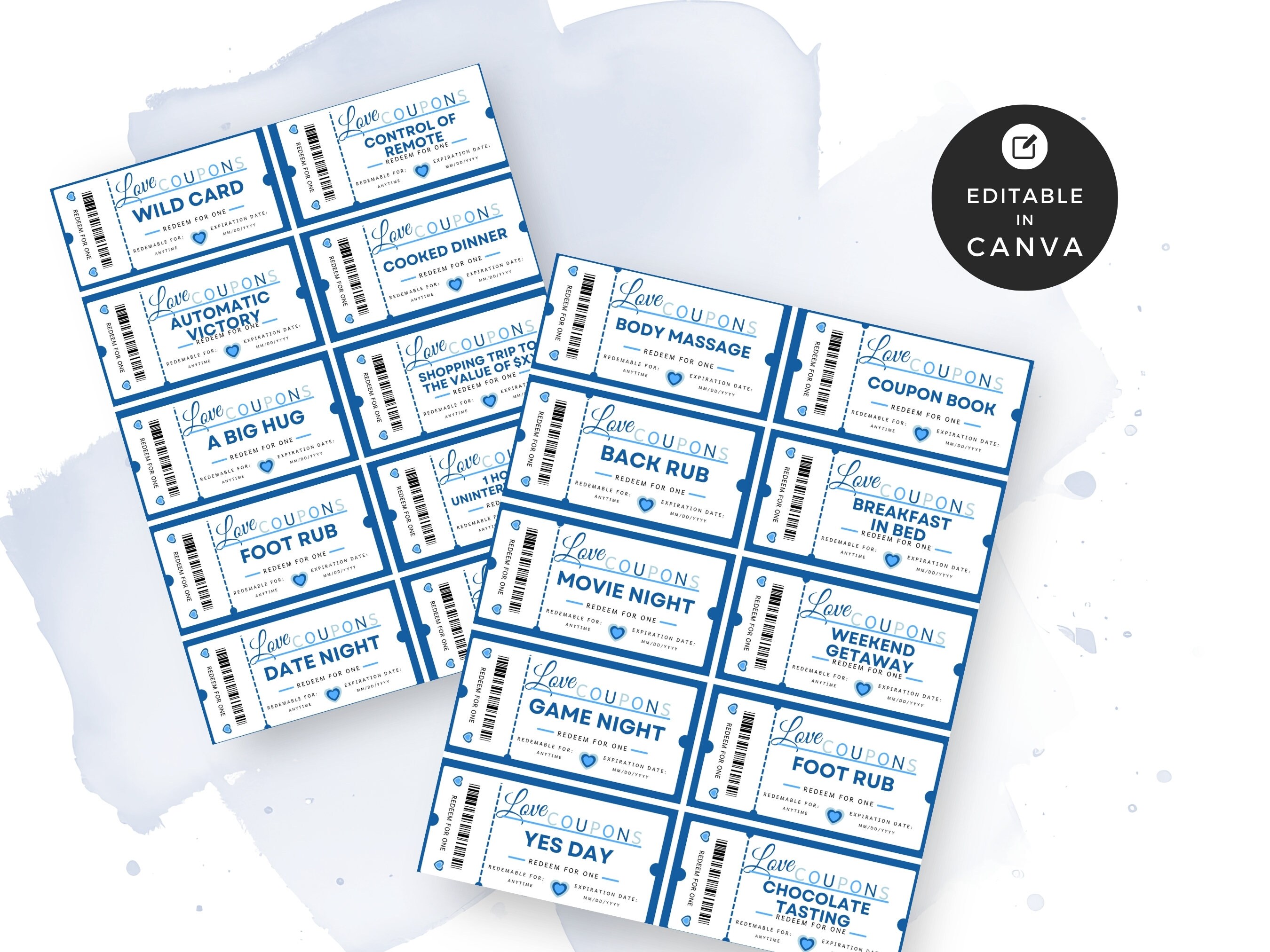 Printable Love Coupon Book Canva Template, Editable Coupons ...