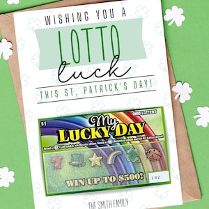 Biglietti della lotteria per il giorno di San Patrizio / Modello modificabile fai-da-te / Personalizza con Canva / Buon giorno di San Patrizio / Porta biglietti da grattare della lotteria