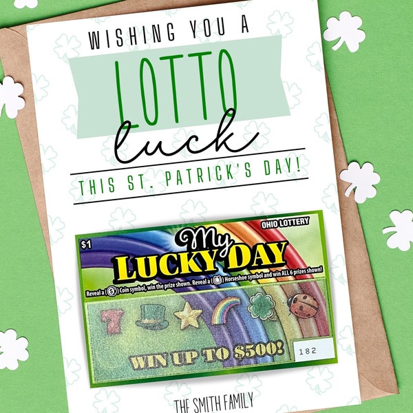 St Patrick's Day Lotto Tickets | DIY Editable Template | Personalize With Canva | Happy St Patrick's Day | Lottery Scratch Ticket Holder