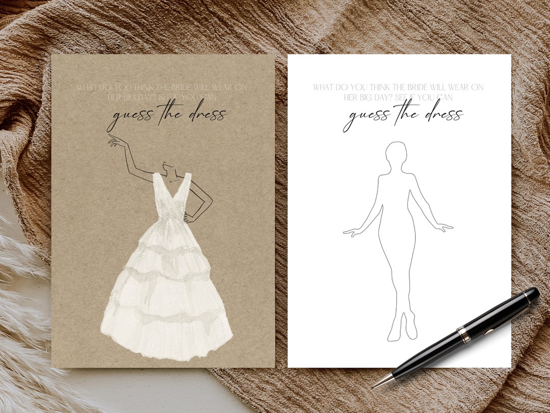Wedding Games Canva Template, Bridal Shower Guess the Dress Game ...
