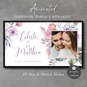 Floral Wedding Slideshow Template: Pink Purple Keepsake (Canva Digital Download)