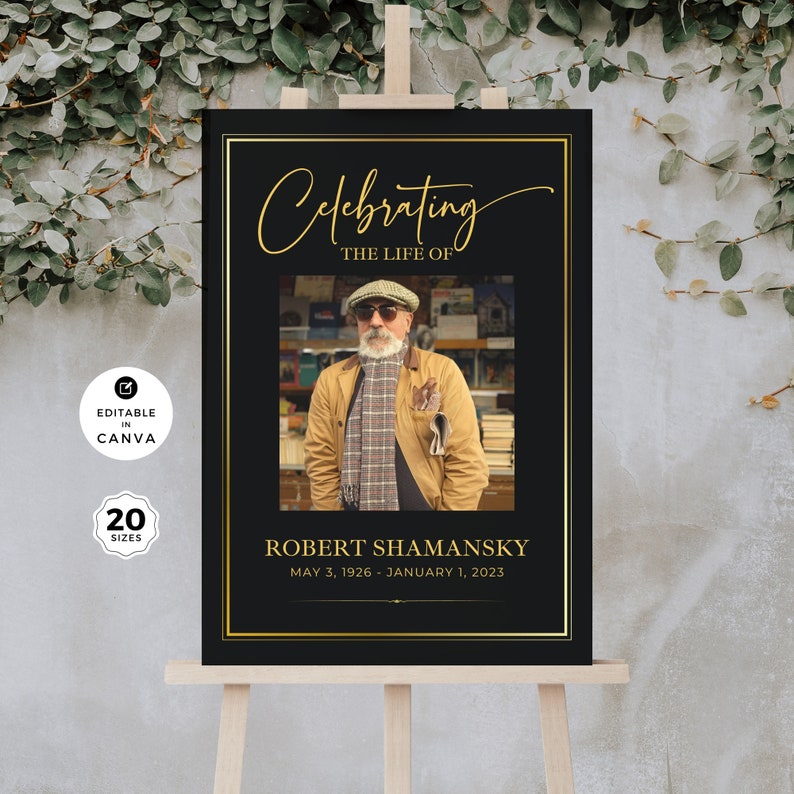 Funeral Welcome Sign Template | Large Funeral Sign | Celebration of ...