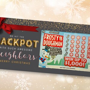 Modello stampabile per porta biglietti della lotteria di Natale su Canva, regalo modificabile per insegnanti, porta biglietti gratta e vinci per i vicini di casa