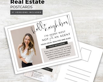 Real Estate Hello Neighbor Postcards | Real Estate Farming | Realtor Marketing Letters | Real Estate Agents | Blush Editable Canva Template
