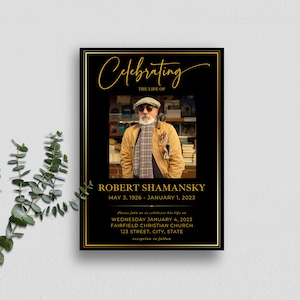 Memorial Invite, Editable Celebration Of Life Invitation, Printable Memorial Announcement,  Smartphone Funeral Evite, Canva Template - F03