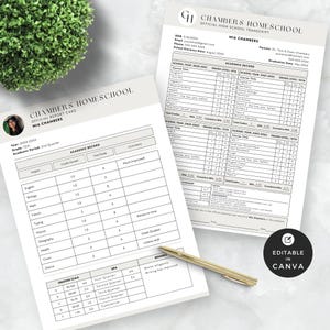 High School Homeschool Transkriptvorlage, Homeschool-Zeugnis Grundschule, Canva bearbeitbarer Akademischer Satz, Vorlagenpaket, Zeugnis