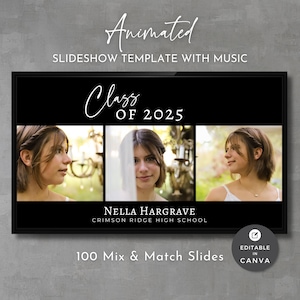 Canva Slideshow Template for Graduation, Editable Video Presentation, Custom Music, Create Your Own Grad Slideshow, Digital Download