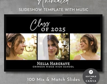 Graduation Slideshow Canva Template: Editable Video Presentation (Digital Download