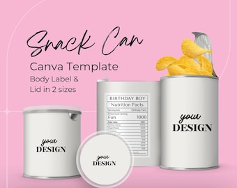 Chip Can Label Template: Birthday Party Favor (Digital Download)