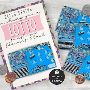 Lotto Realtor | Szablon do edycji zdrapki loterii | Uchwyt na losy loterii Sage and Blush | Wydrukuj wiosenną loterię Pop By | | Canva