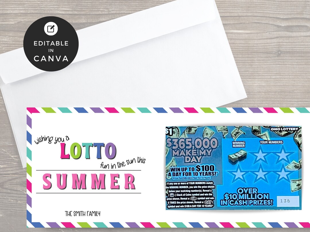 Lotto Ticket Example Summer Lotto Ticket Holder: Real Estate Marketing (canva Template) - Etsy