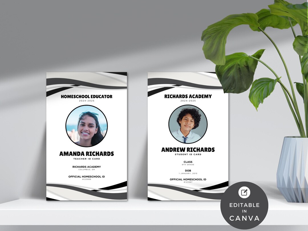 Editable Homeschool ID Card, Printable Teacher ID Card, Customizable Template, Canva Name Badge ...
