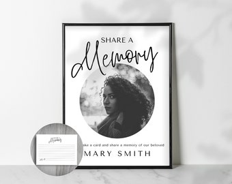 Share A Memory Funeral Sign & Cards: Editable Keepsake (Digital Download)