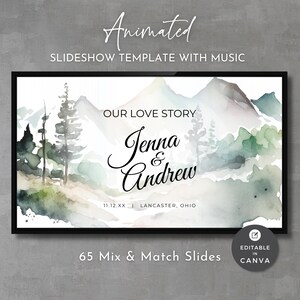 Minimalist Mountain Wedding Slideshow: Animated Canva Template (Digital Download)