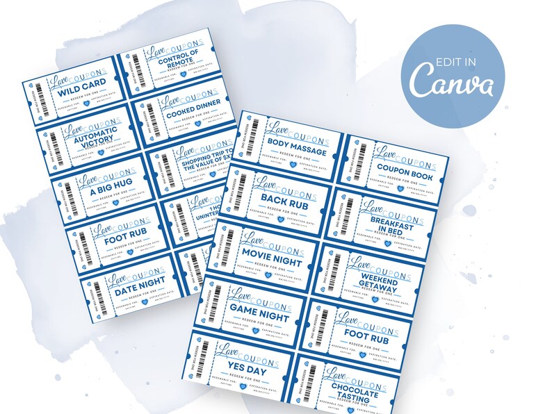 Printable Love Coupon Book Canva Template Editable Coupons Etsy