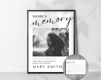 Share A Memory Funeral Card & Sign Template (Canva Editable, Digital Download)