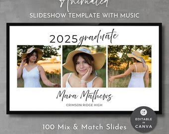 Graduation Slideshow Canva Template: Editable Video Presentation (Digital Download