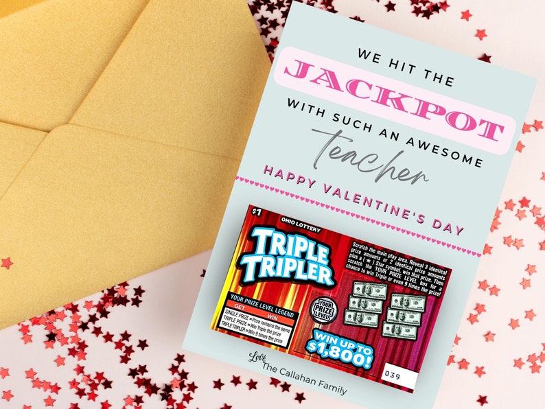 Printable Valentine's Lottery Card Holder Canva Template, Editable
