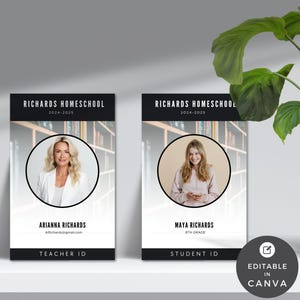 Editable Homeschool ID Card Template: Teacher & Student (Canva)