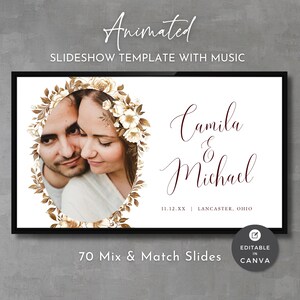 Fall Florals Wedding Slideshow Template: Animated Keepsake (Canva)
